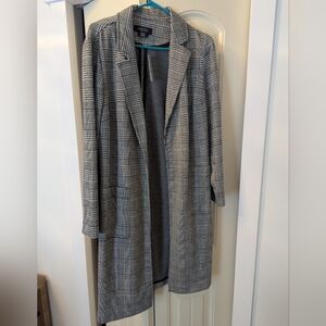 NWT Michel Studio Gray Houndstooth Longline Blazer Coat